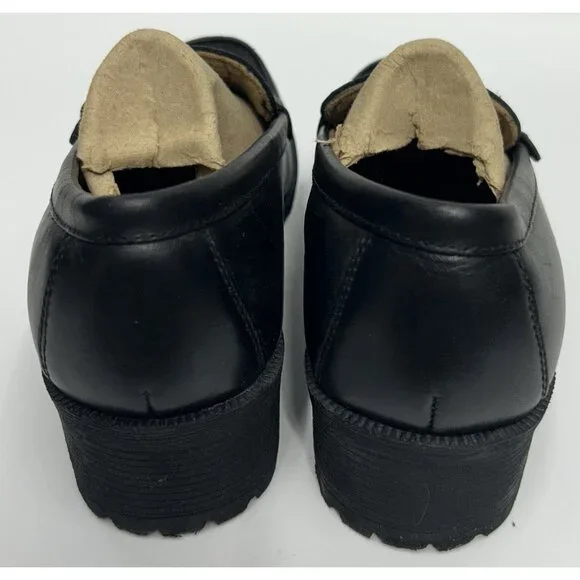 NEW Eastland Newbury Black Leather Penny Loafers Women's 10M Y2K Chunky Lug SZ10 - Picture 4 of 9